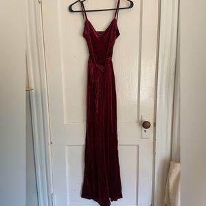 Maroon velvet jumpsuit